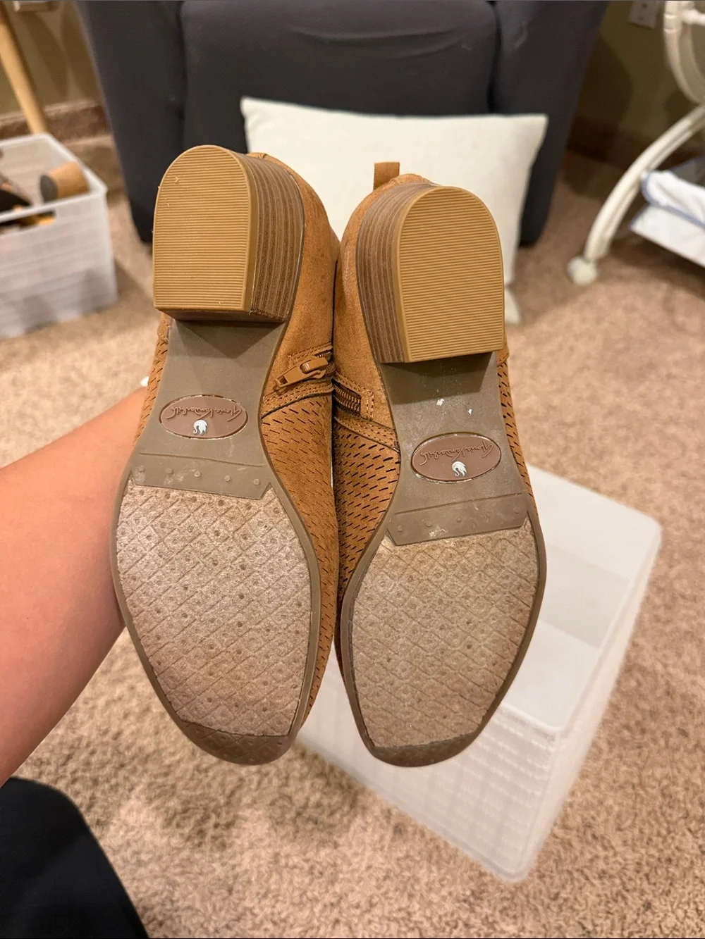 Gloria Vanderbilt Tan Suede Chukka Boots with Buckle Detail